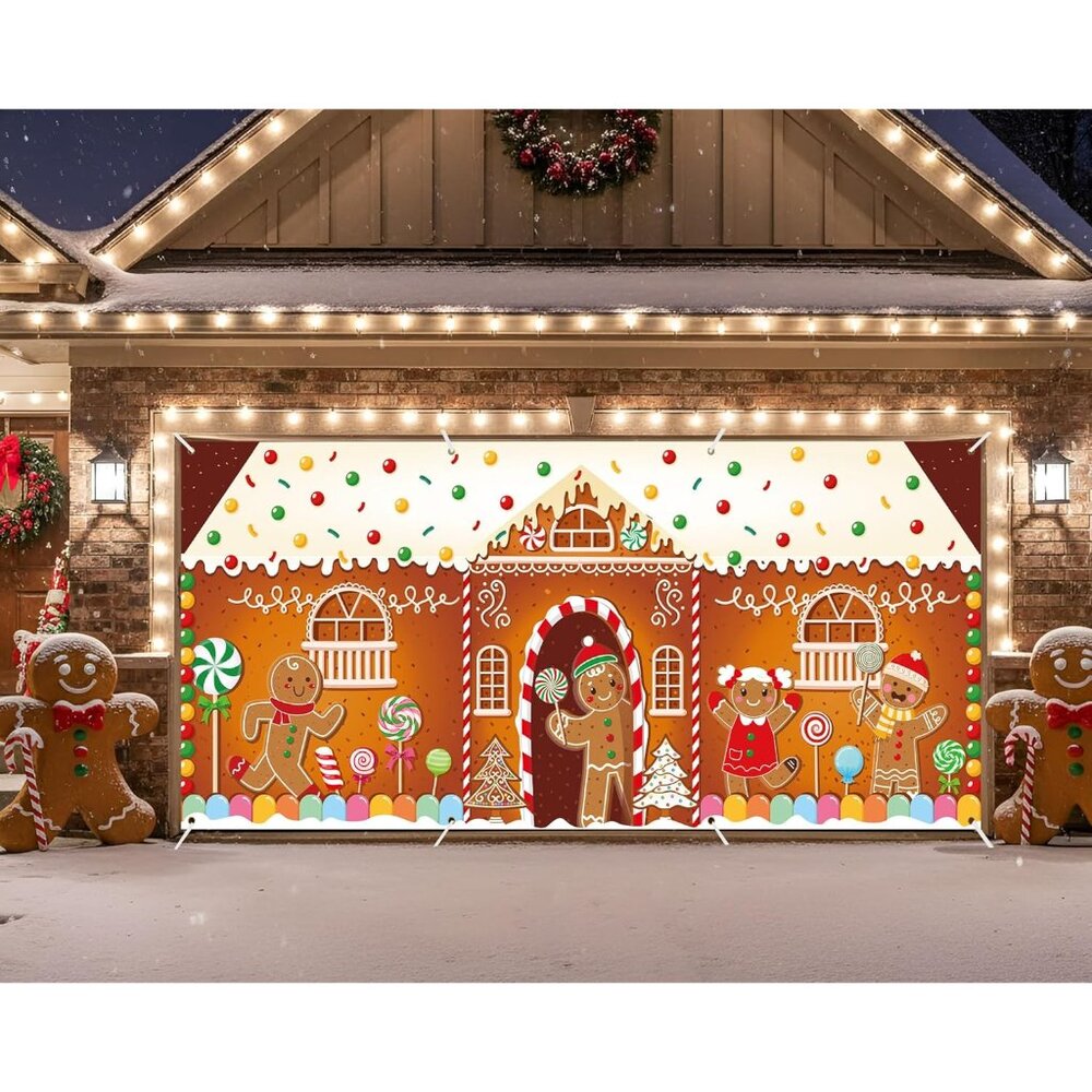 16 x 7Ft Christmas Garage Door Banner Decoration Magnetic Garage Door Covers Lar - Picture 6 of 8